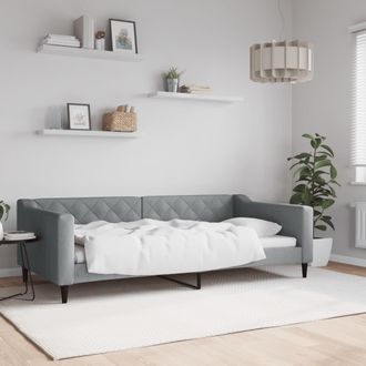 vidaXL Sof&aacute; Cama Sin Colch&oacute;n Tela Gris Claro 100x200 Cm Vidaxl