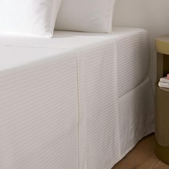 La Redoute Interieurs Effen plat laken in katoensatijn, Opale gestreept