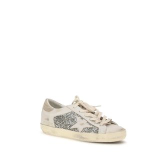 Golden Goose Glitter-Embellished Leather Sneaker - Beige