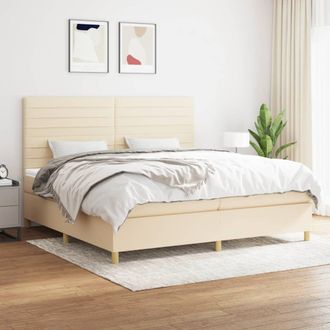 vidaXL Vidaxl - Cama Box Spring Con Colch&oacute;n Tela Color Crema 200x200 Cm