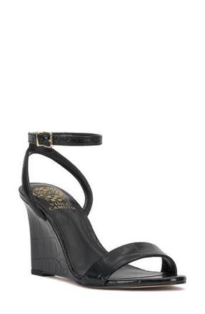 Vince Camuto Jefany Wedge Sandal in Black Black at Nordstrom Rack, Size 5.5