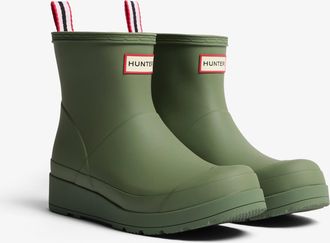 Hunter Womens Original Play Short Boots in Dark Green Rubber - Size UK 7