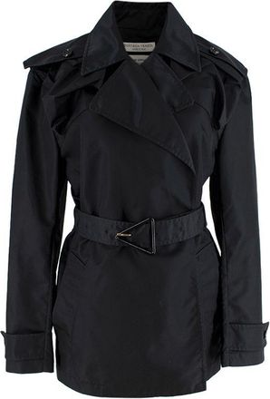 Bottega Veneta Black gabardine short trench coat Size XS