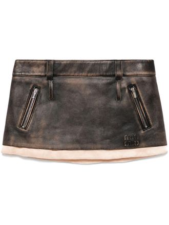 Miu Miu leather mini skirt - Brown