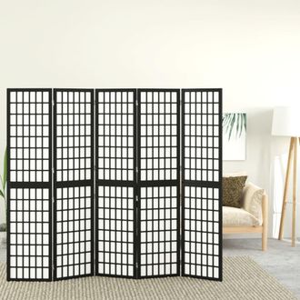 Berkfield Home Folding 5-Panel Room Divider Japanese Style 200x170 cm Black