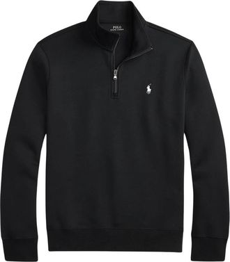 Polo Ralph Lauren Double-Knit Quarter-Zip Pullover - Heren - Vesten met rits - Zwart - 2XL - Katoen - Hoodies & sweatvesten