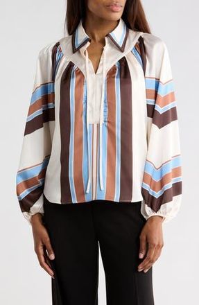 Ciebon Nicolletta Collared Top in Brown Multi at Nordstrom Rack, Size X-Small