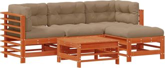 vidaXL Conjunto De Sof&aacute;s De Jard&iacute;n 5 Uds. Marr&oacute;n Cera Vidaxl
