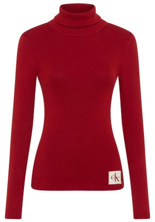 Calvin Klein Jeans Rollkragenpullover CALVIN KLEIN JEANS, Damen, Gr. XXS (34), winery, Rippstrick, Obermaterial: 100% Baumwolle, figurbetont normal, hoch geschlossener A