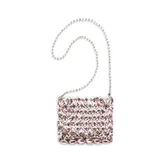 Self Portrait Crystal Mesh Shoulder Bag - Pink
