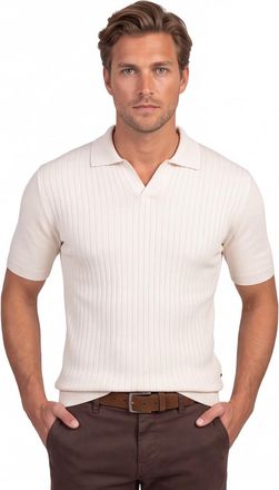 Gentiluomo polo beige v-hals katoen met boord