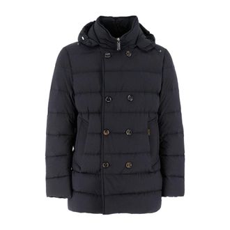 Moorer Down Jackets, male, Blue, Size: 3XL Quilted Down Jacket with Hood