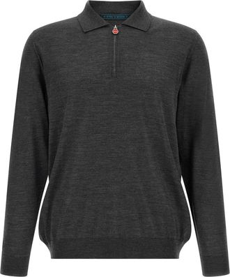Kiton Grey Solid Shirt Collar Polo