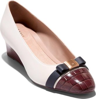 Cole Haan Go-To Malta Bow Wedge Pump in Powder Leather at Nordstrom Rack, Size 7.5