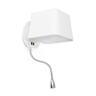 Faro Barcelona Aplique con luz de lectura led en metal blanco 45cm