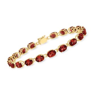 Ross-Simons Oval Garnet Bracelet in 14kt Yellow Gold