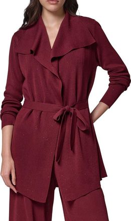 DKNY Metallic Belted Cardigan in Blk Cherry at Nordstrom, Size X-Small