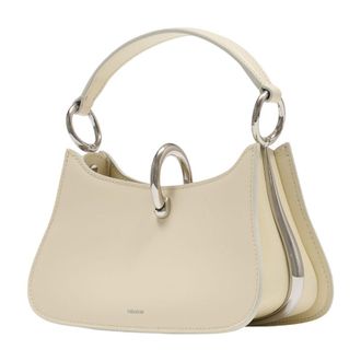 Paco Rabanne Womens Calfskin Leather Shoulder Bag Beige