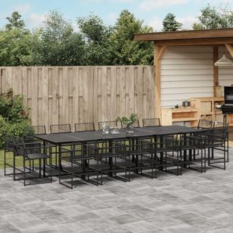 vidaXL Set De Comedor De Jard&iacute;n 17 Pzas Rat&aacute;n Sint&eacute;tico Negro Vidaxl
