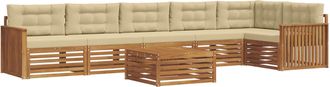vidaXL Conjunto De Sof&aacute;s De Exterior 7 Uds. Natural Y Beige Vidaxl