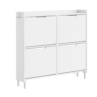 SoBuy Sobuy Armario Zapatero De 4 Puertas Blanco 100x19x93cm Moderno Fsr100-e-w