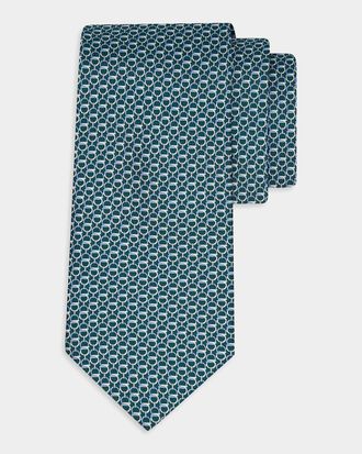 Ferragamo Men & apos;s Repeat Gancini Silk Tie