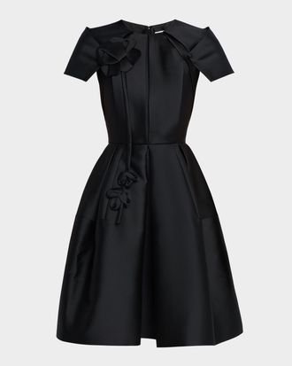 Dice Kayek Rosette Pleated Mini Dress