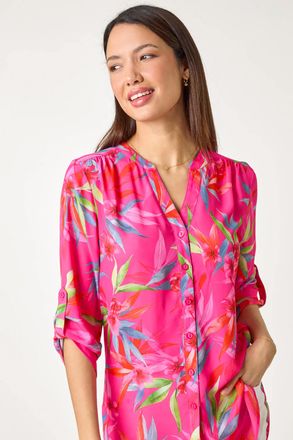 Roman Floral Print Longline Blouse