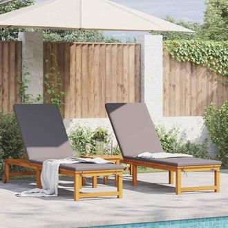 vidaXL Sun Lounger 2 pcs Brown 53 x 202 x 89cm Solid Acacia wood vidaXL
