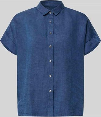 0039 Italy 0039 Italy Leinenbluse mit Knopfleiste Modell DOLLY in Marine, Gr&ouml;&szlig;e XXL