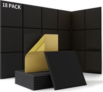 OEM Paquete De 18 Paneles Ac&uacute;sticos Autoadhesivos De Espuma Ac&uacute;stica De Alta Densidad (230 Kg/m&sup3;), 30 X 30 X 1 Cm. Espuma Antirruido Para Paredes, Ideal P