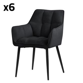 ML Design Set de 6 sillas de comedor negras