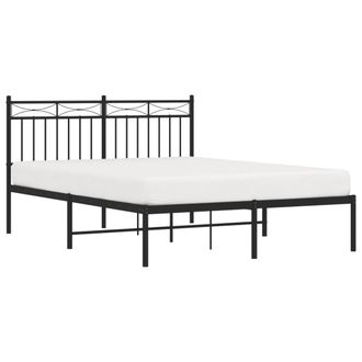 vidaXL Vidaxl - Estructura Cama Sin Colch&oacute;n Con Cabecero Metal Negro 140x190 Cm