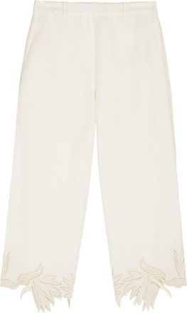 SIMKHAI Kallin Cropped Linen-blend Trousers - White - S (UK8-10 / S)