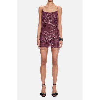 Jaded London Ellora Wine Embellished Minidress in Burgundy at Nordstrom, Size 12
