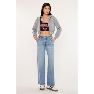 Kancan Alma Essentials Mid Rise Wide Leg Trouser in Medium Wash at Nordstrom, Size 26