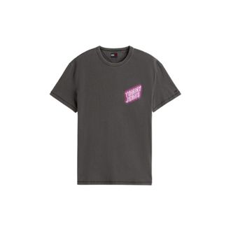 Tommy Jeans Heren Neon Teken Crew Hals T-shirt (Zwart)