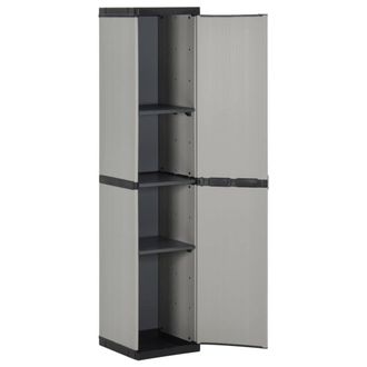 Berkfield Home Garden Storage Cabinet with 3 Shelves Grey & Black 34x40x168 cm | Size: 34 x 40 x 168 cm