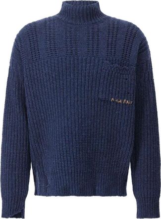 Marni Coltruien - Heren - Coltruien - Blauw - L - Wol - Truien & Vesten