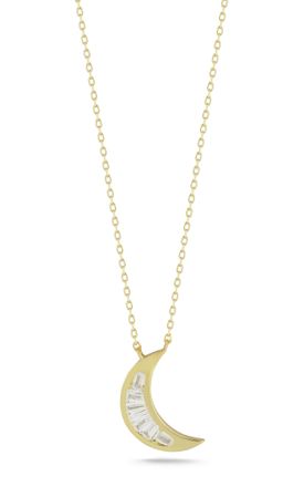 Glaze Jewelry Sterling Silver Baguette Moon Necklace