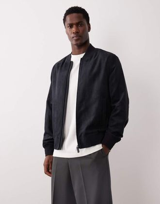 Mango Giacca bomber in camoscio sintetico blu navy