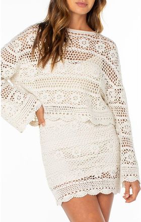 Roxy Blue Water Cotton Blend Sweater in Cloud Dancer at Nordstrom, Size Xx-Large
