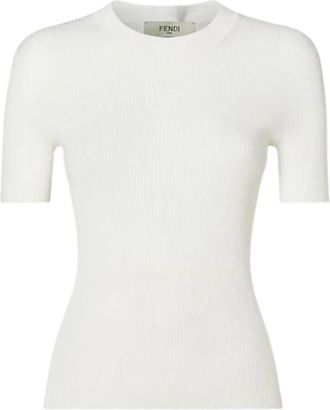 Fendi Truien - Dames - Ronde hals truien - Wit - S - Truien & Vesten