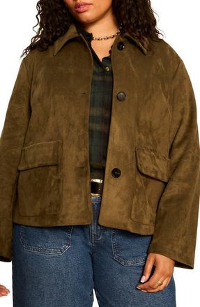 Sanctuary Avid Faux Suede Jacket in Light Kalamata Green at Nordstrom, Size 3X