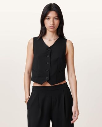 AllSaints Womens Recycled Polyester Aleida Lightweight Tri Waistcoat, Size: UK 16/US 12