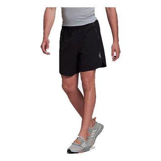 adidas Solid Color Lacing Breathable Training Sports Shorts Black HE3013