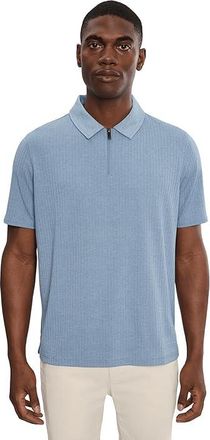 Johnston & Murphy Finn Ribbed Zip Polo Mens Clothing Blue : 3XL, Polyester/Rayon/Spandex