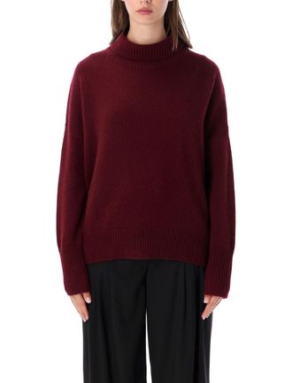 Lisa Yang Burgundy Heidi High-Neck Ribbed Sweater