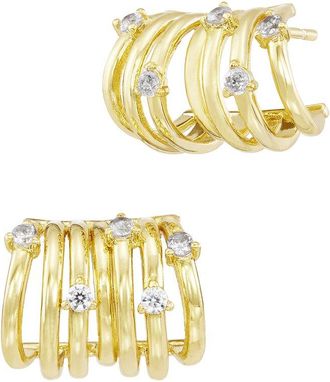 Savvy Cie Jewels 14K Plated Cz Hoop Earrings