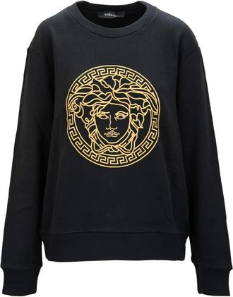 Versace Pullover Sweatshirt - Dames - Sweatshirts - Zwart - M - Katoen - Hoodies & sweatvesten